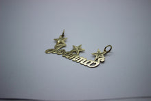 Load image into Gallery viewer, 14K Solid Yellow Gold Personalized Custom Handmade Name Pendant Charm with stars Diamond Cut