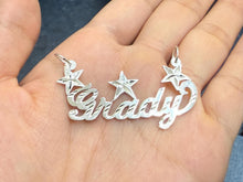 Load image into Gallery viewer, Sterling Silver Personalized Custom Handmade Diamond Cut Name Pendant Charm with Stars