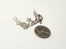 Load image into Gallery viewer, Sterling Silver Personalized Custom Handmade Diamond Cut Name Pendant Charm with Stars