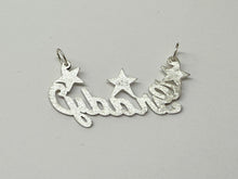 Load image into Gallery viewer, Sterling Silver Personalized Custom Handmade Diamond Cut Name Pendant Charm with Stars