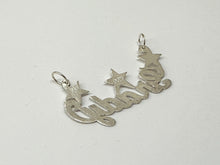 Load image into Gallery viewer, Sterling Silver Personalized Custom Handmade Diamond Cut Name Pendant Charm with Stars