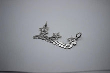Load image into Gallery viewer, Sterling Silver Personalized Custom Handmade Name Pendant Charm with Diamond Cut Stars