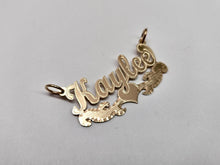 Load image into Gallery viewer, 10k Solid Yellow Gold Personalized Custom Handmade Cursive Name Pendant Charm with Heart & D/C Underline