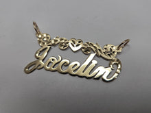 Load image into Gallery viewer, 10k Solid Yellow Gold Personalized Custom Handmade Cursive Name Pendant Charm with Heart & Swirls D/C, Gift for Her
