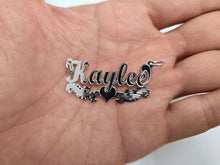 Load image into Gallery viewer, Sterling Silver Personalized Custom Handmade Name Shiny Gorgeous Pendant Charm with Heart and Underline
