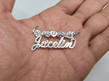 Load image into Gallery viewer, Sterling Silver Personalized Custom Handmade Name Shiny Gorgeous Pendant Charm with Heart & Swirls