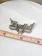 Load image into Gallery viewer, Sterling Silver Personalized Custom Handmade Cursive Name Shiny Gorgeous Pendant Charm with Heart & Ribbon Underline