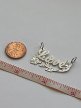 Load image into Gallery viewer, Sterling Silver Personalized Custom Handmade Cursive Name Shiny Gorgeous Pendant Charm with Flower Underline Gift for Her