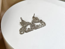 Load image into Gallery viewer, Sterling Silver Personalized Custom Handmade Cursive Font w/ Butterflies Flower Name Pendant Charm