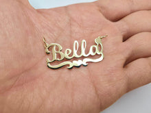 Load image into Gallery viewer, 10K Solid Yellow Gold Personalized Custom Handmade Cursive Name Pendant Charm with Heart