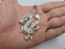 Load image into Gallery viewer, 925 Sterling Silver Large Chinese Dragon Pendant Diamond Cut 2 (50mm) Inch