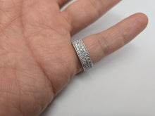 Load image into Gallery viewer, 925 Sterling Silver Micro Pave 3-Row CZ Eternity Band Ring 1/4 Inch (6mm) Wide