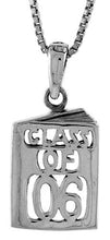 Load image into Gallery viewer, 925 Sterling Silver Class of 2005-2006 Book Pendant 5/8 Inch (16mm) Tall
