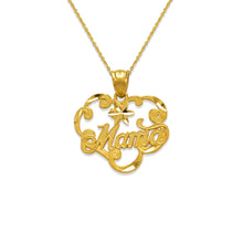 Load image into Gallery viewer, 14k Yellow Gold Mom Heart Pendant Charm Mother's Day Gift for Her Various Design
