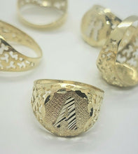 Load image into Gallery viewer, 10k Solid Yellow Gold Round Initial Letter Signet Ring Alphabet A-Z Size 7.5-13
