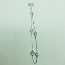 Load image into Gallery viewer, Sterling Silver Synthetic Opal Station Bracelet Round Links fits 6.5 -7.2 Inch
