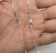 Load image into Gallery viewer, 925 Sterling Silver Beaded Square Snake Station Chain Necklace 2mm 7" to 20"
