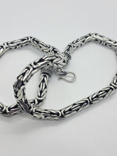 Load image into Gallery viewer, 7mm Sterling Silver Round BYZANTINE Chain Necklace Bracelet Antiqued Finish
