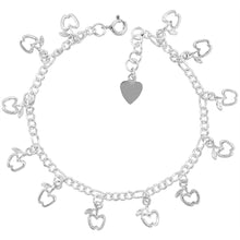 Load image into Gallery viewer, 925 Sterling Silver Anklet with Dangling Apples 14mm, Fits 9" to 10" Ankles
