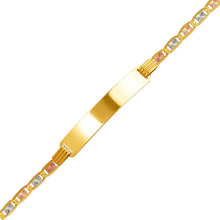 Load image into Gallery viewer, 14K Tricolor Gold Valentino ID Bracelet 6.5mm/3mm 7" 7.5" Engraving Available
