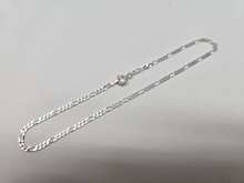 Load image into Gallery viewer, 925 Sterling Silver Beveled Edges Figaro Chain Anklet 2.3mm, Fits 9.5" to 10"
