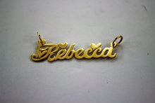 Load image into Gallery viewer, 14K Solid Yellow Gold Personalized Custom Name Pendant Charm &amp; Rolo chain
