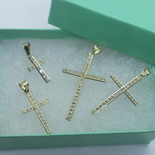 Load image into Gallery viewer, 10K Yellow Gold Cross Pendant with/out White Gold Jesus 4 Sizes

