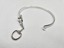 Load image into Gallery viewer, 925 Sterling Silver Eggbutt Snaffle Bit Bangle Bracelet 13mm Hook &amp; Eye Clasp 7"
