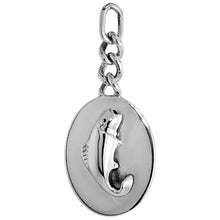 Load image into Gallery viewer, Sterling Silver Fish Oval Tag Key Ring Pendant 1 3/4 inches Long High Quality
