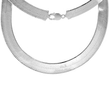 Load image into Gallery viewer, 925 Sterling Silver Thick Beveled Edges Herringbone Chain Necklace 13mm 8"-30"
