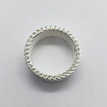 Load image into Gallery viewer, 925 Stamp Sterling Silver Heavey Mesh Ring Band 10mm Width 10 grams Size 5.5-13
