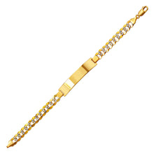 Load image into Gallery viewer, 14K White Pave Gold Curb Light ID Bracelet 10mm/8mm  8" 8.5" Engraving Available
