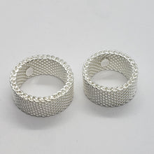 Load image into Gallery viewer, 925 Stamp Sterling Silver Heavey Mesh Ring Band 10mm Width 10 grams Size 5.5-13
