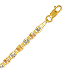 Load image into Gallery viewer, 14K Yellow White Rose Gold Tri-Color Valentino Link Chain Necklace 2.8mm 16"-24"
