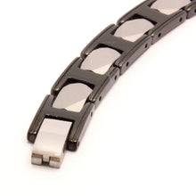 Load image into Gallery viewer, Tungsten Carbide Ceramic Black &amp; Rhombus Faceted Links Magnetic Therapy Bracelet
