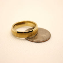 Load image into Gallery viewer, Tungsten Carbide Yellow Domed Brushed Finish Beveled Edge Wedding Band Ring 6mm
