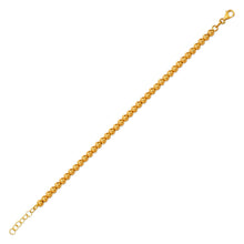Load image into Gallery viewer, 14K Hollow Yellow Gold High Polished 5mm Bead Chain Bracelet Lobster Lock 7 inch
