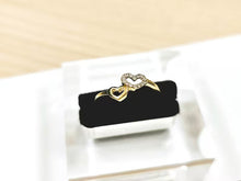 Load image into Gallery viewer, 14K Solid Yellow Gold Handmade Double Heart Ring With CZ for Women Band Size 5-9
