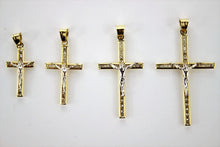 Load image into Gallery viewer, 10K Yellow Gold Cross Pendant with/out White Gold Jesus 4 Sizes
