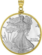 Load image into Gallery viewer, Gold Filled SILVER EAGLE Bezel 40.7mm Screw Top Coin Edge 1 oz Coin NOT Included
