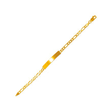 Load image into Gallery viewer, 14K Yellow Gold 5mm Baby ID Bracelet 4mm Figaro Chain 6" Engraving Available
