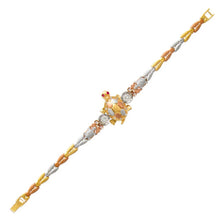 Load image into Gallery viewer, 14K Tricolor Gold Fancy Turtle Bracelet 5mm Wide 20mm Center, Set Available
