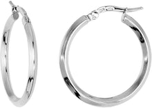 Load image into Gallery viewer, Sterling Silver Click Tob Hoop Earrings for Women 2mm Diamond Shape Tubing Italy
