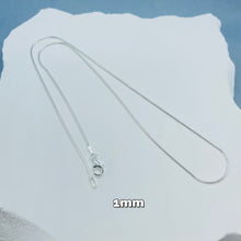 Load image into Gallery viewer, Sterling Silver Snake Chain Necklaces &amp; Bracelets 1mm Thin wide Sizes 16-30 Inch
