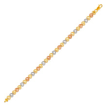 Load image into Gallery viewer, 14K Tri Color Gold Faceted Diamond Cut Bracelet 5 mm 7" Chain Brazalete tricolor
