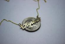 Load image into Gallery viewer, 10K Solid Yellow Gold PERSONALIZED Custom Name Pendant Charm with Cross
