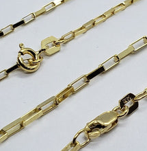 Load image into Gallery viewer, 14K Solid Yellow Gold Box Open Link Chain Necklace 1.5mm 2mm 16" 18" 20" 22" 24"
