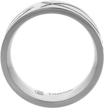 Load image into Gallery viewer, Titanium Wedding Band Christian Fish 8mm Ichthys Ring Men Comfort fit size 6-14
