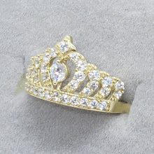 Load image into Gallery viewer, 10K Solid Yellow Gold CZ Crown Ring Royal Polished Band Women Girls High Quality
