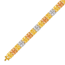 Load image into Gallery viewer, 14K Tri Color Gold Faceted Diamond Cut Bracelet 7mm 7" Chain Brazalete tricolor
